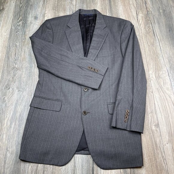 Brooks Brothers Madison 1818 Saxxon Wool Gray Blue Blazer Jacket Men Size 40